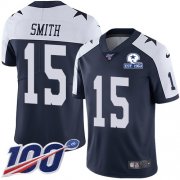 Wholesale Cheap Nike Cowboys #15 Devin Smith Navy Blue Thanksgiving Men's Stitched With Established In 1960 Patch NFL 100th Season Vapor Untouchable Limited Throwback Jersey