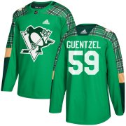 Wholesale Cheap Adidas Penguins #59 Jake Guentzel adidas Green St. Patrick's Day Authentic Practice Stitched NHL Jersey