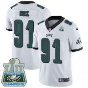 Wholesale Cheap Nike Eagles #91 Fletcher Cox White Super Bowl LII Champions Men's Stitched NFL Vapor Untouchable Limited Jersey
