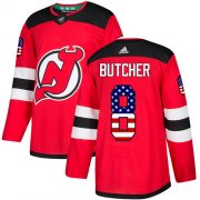 Wholesale Cheap Adidas Devils #8 Will Butcher Red Home Authentic USA Flag Stitched Youth NHL Jersey