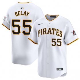 Cheap Men\'s Pittsburgh Pirates #55 Jason Delay White Home Limited Baseball Stitched Jersey