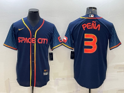 Wholesale Cheap Men's Houston Astros #3 Jeremy Pena 2022 Navy Blue City Connect Cool Base Stitched Jersey