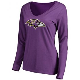 Wholesale Cheap Women\'s Baltimore Ravens Pro Line Primary Team Logo Slim Fit Long Sleeve T-Shirt Purple