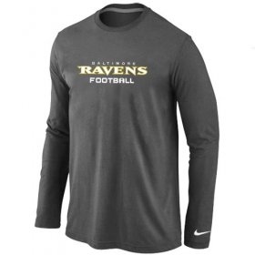 Wholesale Cheap Nike Baltimore Ravens Authentic Font Long Sleeve T-Shirt Dark Grey