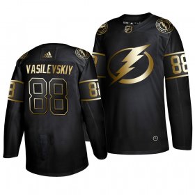 Wholesale Cheap Adidas Lightning #88 Andrei Vasilevskiy Men\'s 2019 Black Golden Edition Authentic Stitched NHL Jersey