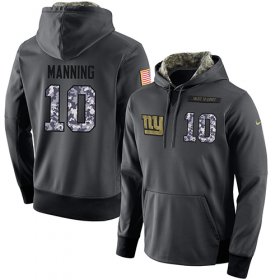 Wholesale Cheap NFL Men\'s Nike New York Giants #10 Eli Manning Stitched Black Anthracite Salute to Service Player Performance Hoodie