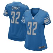 Wholesale Cheap Nike Lions #32 D'Andre Swift Light Blue Team Color Women's Stitched NFL Elite Jersey