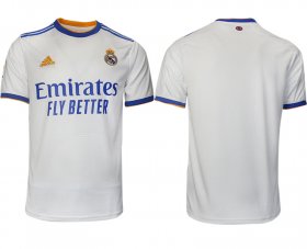 Wholesale Cheap Men 2021-2022 Club Real Madrid home aaa version white blank Soccer Jerseys