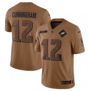 Wholesale Cheap Men's Philadelphia Eagles #12 Randall Cunningham 2023 Brown Salute To Service Limited Football Stitched Jersey
