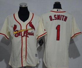 Wholesale Cheap Cardinals #1 Ozzie Smith Cream Alternate Women\'s Stitched MLB Jersey