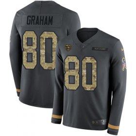 Wholesale Cheap Nike Bears #80 Jimmy Graham Anthracite Salute to Service Men\'s Stitched NFL Limited Therma Long Sleeve Jersey