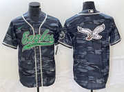 Wholesale Cheap Men's Philadelphia Eagles Gray Camo Team Big Logo Cool Base Stitched Baseball Jersey