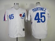 Wholesale Cheap Mitchell And Ness Expos #45 Pedro Martinez White Throwback Stitched MLB Jersey