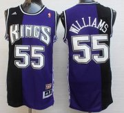 Wholesale Cheap Men's Sacramento Kings #55 Jason Williams PurpleBlack Hardwood Classics Soul Swingman Throwback Jersey