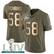 Wholesale Cheap Nike 49ers #58 Weston Richburg Olive/Gold Super Bowl LIV 2020 Youth Stitched NFL Limited 2017 Salute To Service Jersey
