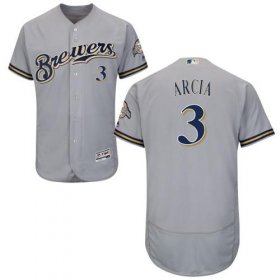 Wholesale Cheap Brewers #3 Orlando Arcia Grey Flexbase Authentic Collection Stitched MLB Jersey