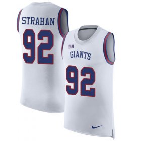 Wholesale Cheap Nike Giants #92 Michael Strahan White Men\'s Stitched NFL Limited Rush Tank Top Jersey