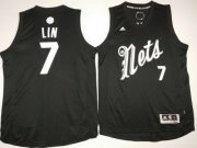 Wholesale Cheap Men's Brooklyn Nets #7 Jeremy Lin adidas Black 2016 Christmas Day Stitched NBA Swingman Jersey