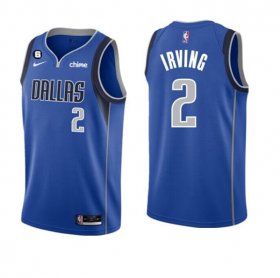 Cheap Men\'s Dallas Mavericks #2 Kyrie Irving Blue Icon Edition With NO.6 Patch Stitched Basketball Jersey