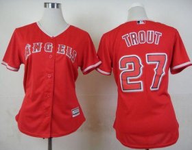 Wholesale Cheap Angels #27 Mike Trout Red Alternate Women\'s Stitched MLB Jersey