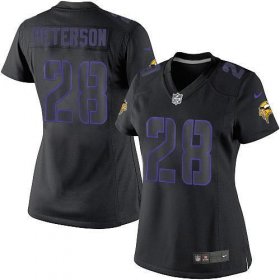 Wholesale Cheap Nike Vikings #28 Adrian Peterson Black Impact Women\'s Stitched NFL Limited Jersey