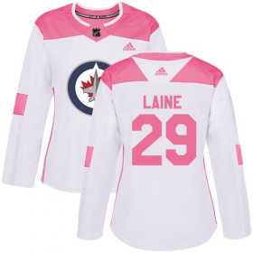 Wholesale Cheap Adidas Jets #29 Patrik Laine White/Pink Authentic Fashion Women\'s Stitched NHL Jersey