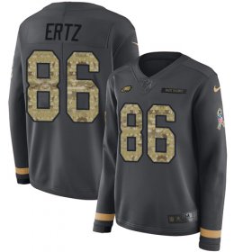 Wholesale Cheap Nike Eagles #86 Zach Ertz Anthracite Salute to Service Women\'s Stitched NFL Limited Therma Long Sleeve Jersey