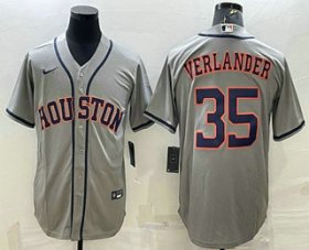 Wholesale Cheap Men\'s Houston Astros #35 Justin Verlander Grey Stitched MLB Cool Base Nike Jersey