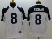 Wholesale Cheap Nike Cowboys #8 Troy Aikman White Thanksgiving Throwback Men's Stitched NFL Limited Jersey