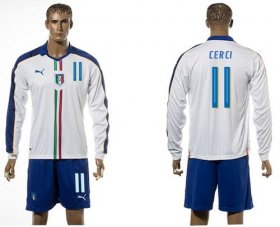 Wholesale Cheap Italy #11 Cerci White Away Long Sleeves Soccer Country Jersey