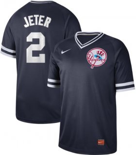 Wholesale Cheap Nike Yankees #2 Derek Jeter Navy Authentic Cooperstown Collection Stitched MLB Jersey