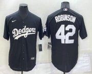 Wholesale Cheap Men's Los Angeles Dodgers #42 Jackie Robinson Black Turn Back The Clock Stitched Cool Base Jersey