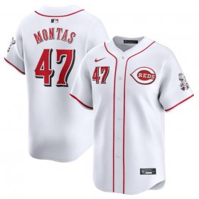 Cheap Men\'s Cincinnati Reds #47 Frankie Montas White Home Limited Stitched Baseball Jersey