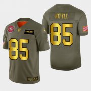 Wholesale Cheap Nike 49ers #85 George Kittle Men's Olive Gold 2019 Salute to Service NFL 100 Limited Jersey