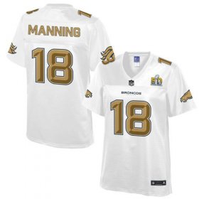 Wholesale Cheap Nike Broncos #18 Peyton Manning White Women\'s NFL Pro Line Super Bowl 50 Fashion Game Jersey