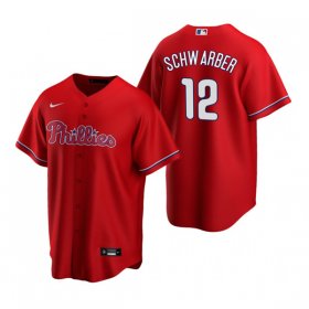 Wholesale Cheap Men\'s Philadelphia Phillies #12 Kyle Schwarber Red Cool Base Stitched Jersey