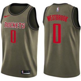 Wholesale Cheap Nike Rockets #0 Russell Westbrook Green Salute to Service NBA Swingman Jersey