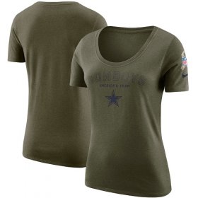 Wholesale Cheap Women\'s Dallas Cowboys Nike Olive Salute to Service Legend Scoop Neck T-Shirt