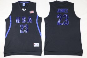 Wholesale Cheap 2016 Olympics Team USA Men\'s #23 LeBron James All Black Soul Swingman Jersey