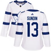 Wholesale Cheap Adidas Maple Leafs #13 Mats Sundin White Authentic 2018 Stadium Series Women's Stitched NHL Jersey