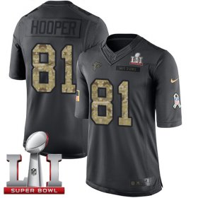 Wholesale Cheap Nike Falcons #81 Austin Hooper Black Super Bowl LI 51 Youth Stitched NFL Limited 2016 Salute to Service Jersey