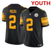 Cheap Youth Pittsburgh Steelers #2 Justin Fields Black 2023 F.U.S.E. Color Rush Limited Football Stitched Jersey