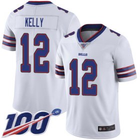 Wholesale Cheap Nike Bills #12 Jim Kelly White Men\'s Stitched NFL 100th Season Vapor Limited Jersey