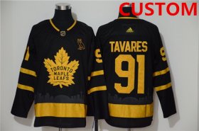 Wholesale Cheap Men\'s Toronto Maple Leafs Custom Black Golden City Edition Stitched NHL Jersey