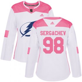 Wholesale Cheap Adidas Lightning #98 Mikhail Sergachev White/Pink Authentic Fashion Women\'s Stitched NHL Jersey