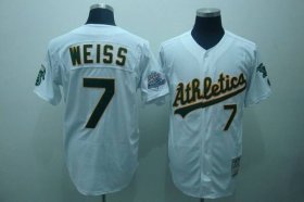 Wholesale Cheap Mitchell and Ness Athletics #7 Walt Weiss Stitched White Throwback MLB Jersey