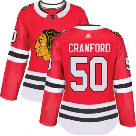 Wholesale Cheap Adidas Blackhawks #50 Corey Crawford Red Home Authentic Women\'s Stitched NHL Jersey
