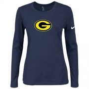 Wholesale Cheap Women's Nike Green Bay Packers Of The City Long Sleeve Tri-Blend NFL T-Shirt Dark Blue-2