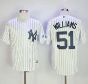 Wholesale Cheap Yankees #51 Bernie Williams White Strip New Cool Base Stitched MLB Jersey