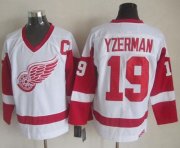Wholesale Cheap Red Wings #19 Steve Yzerman White CCM Throwback Stitched NHL Jersey